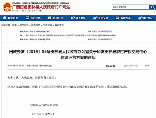 田林县农村产权交易中心建设运营方案-官网截图